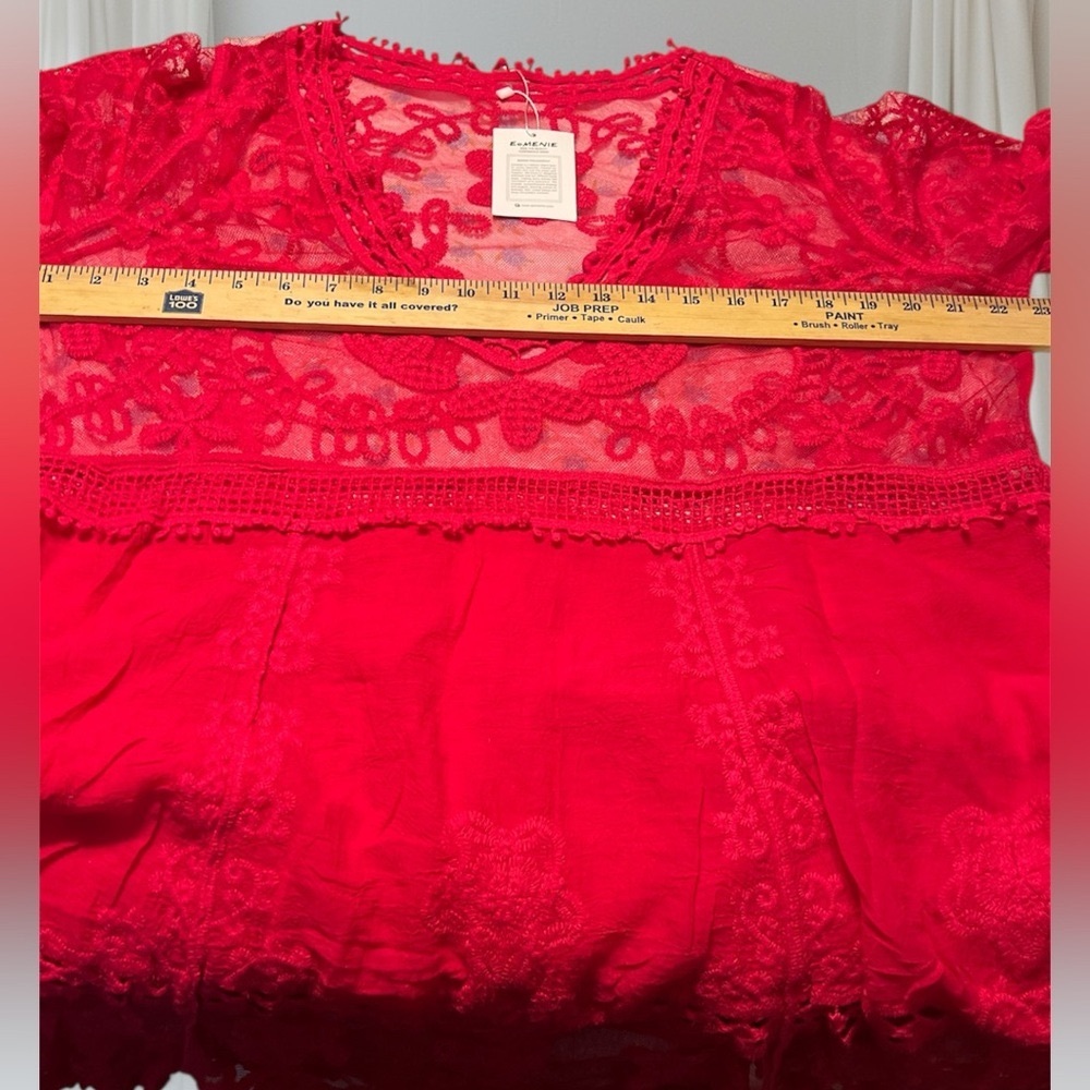 NWT Pink Lace Bathing Suit Swimsuit Cover Up Loose bell sleeves measurements - Picture 2 of 16